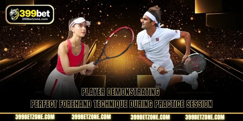 Player demonstrating perfect forehand technique during practice session