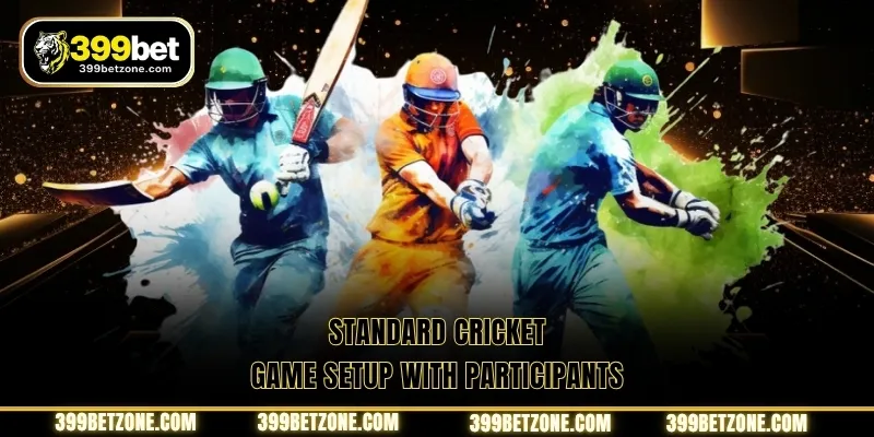 Standard Cricket game setup with participants